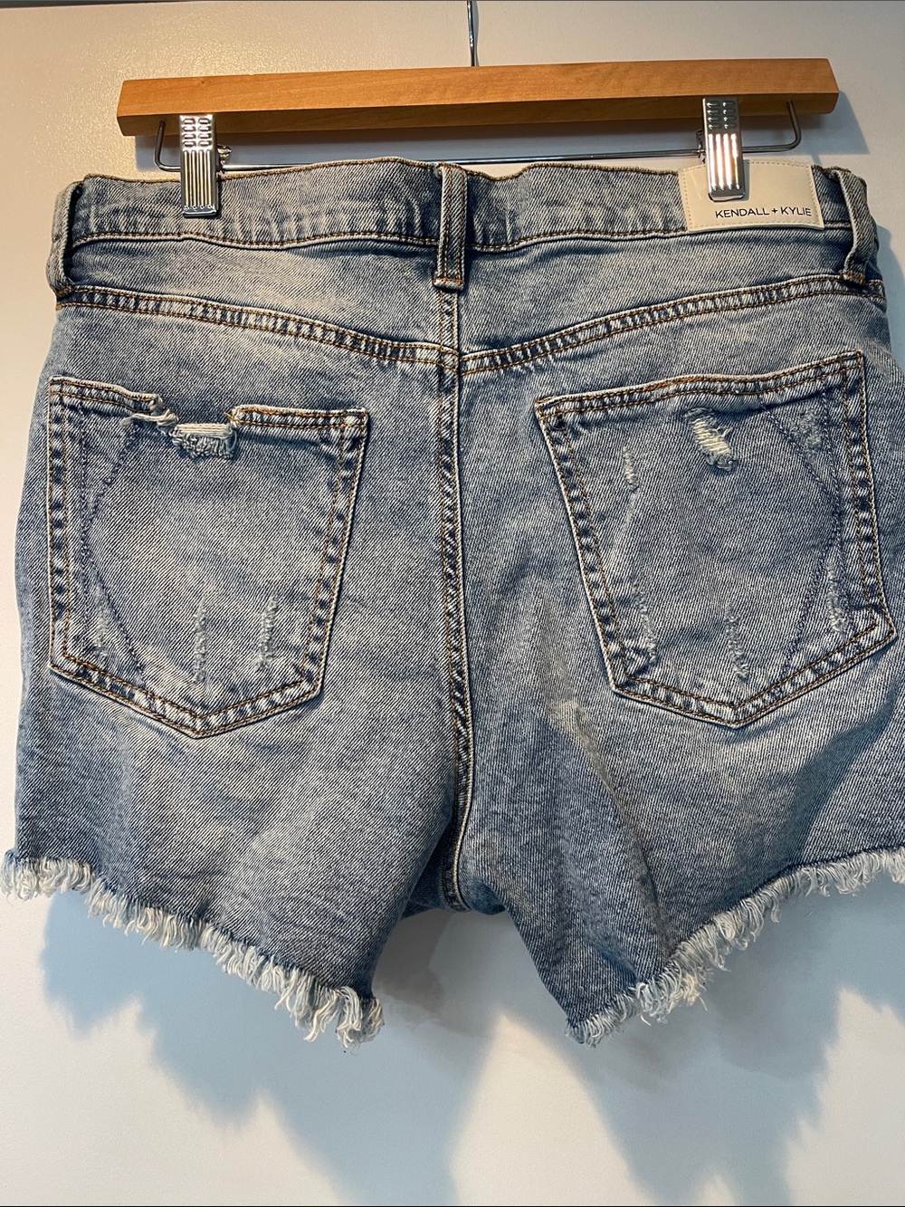 Kendall & Kylie Light Blue Distressed High-Rise Jean Shorts - Picture 2 of 5
